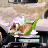 Corgi-Sleep On Fallen Leaves-Two Sided Ornament