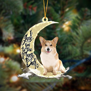 Godmerch- Corgi I Love You To The Moon And Back Hanging Ornament Dog Ornament, Car Ornament, Christmas Ornament