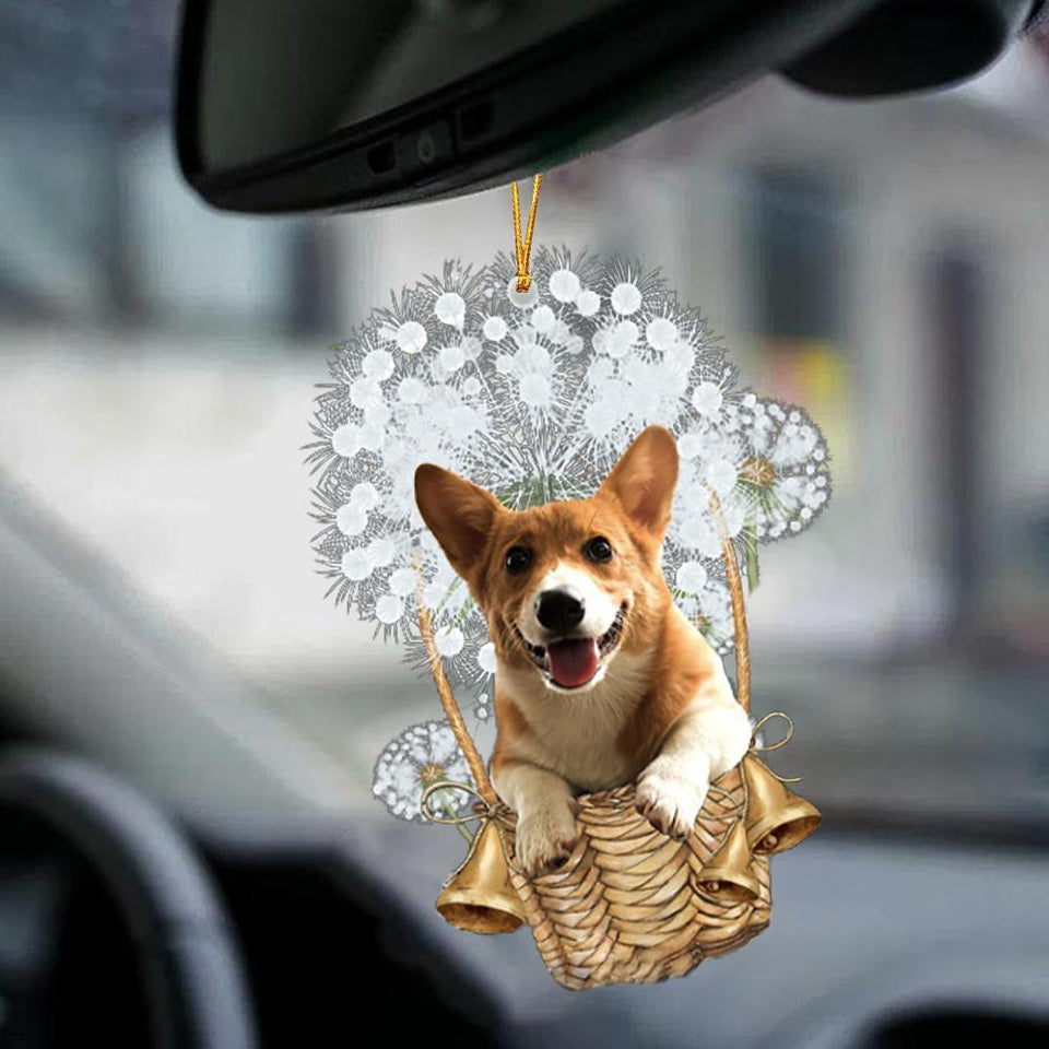 Corgi-Dandelion-Two Sided Ornament