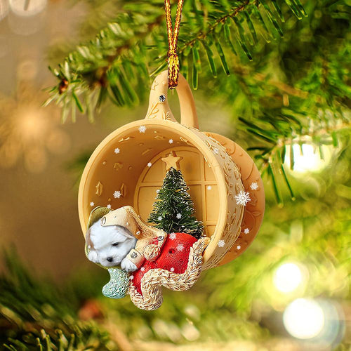 Coton de tulear Sleeping in a tiny cup Christmas Holiday-Two Sided Ornament, Christmas Ornament, Car Ornament