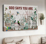 Cotton flower, Vintage garden, Hummingbird, God says you are unique - Matte Canvas