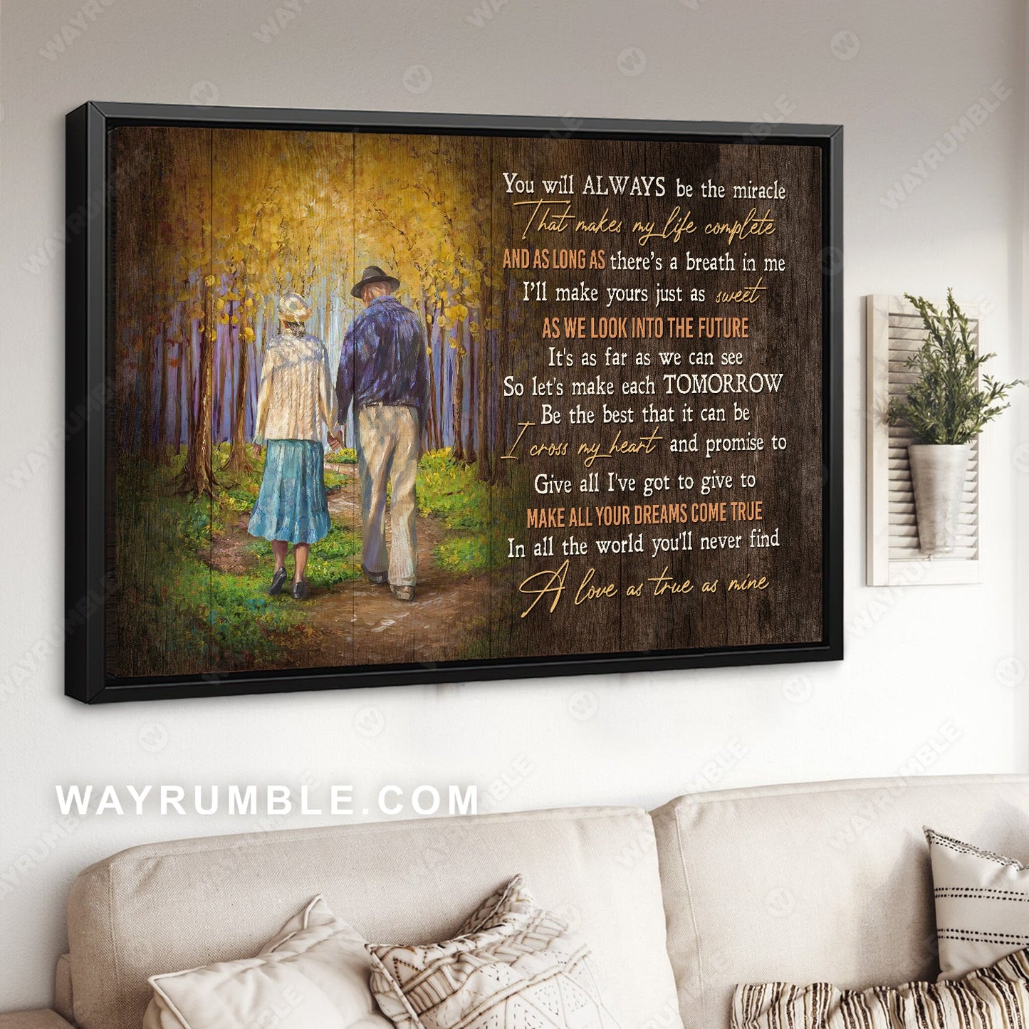Autumn forest, Couple drawing, You will always be the miracle - Couple Landscape Canvas Prints, Wall Art