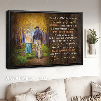 Autumn forest, Couple drawing, You will always be the miracle - Couple Landscape Canvas Prints, Wall Art