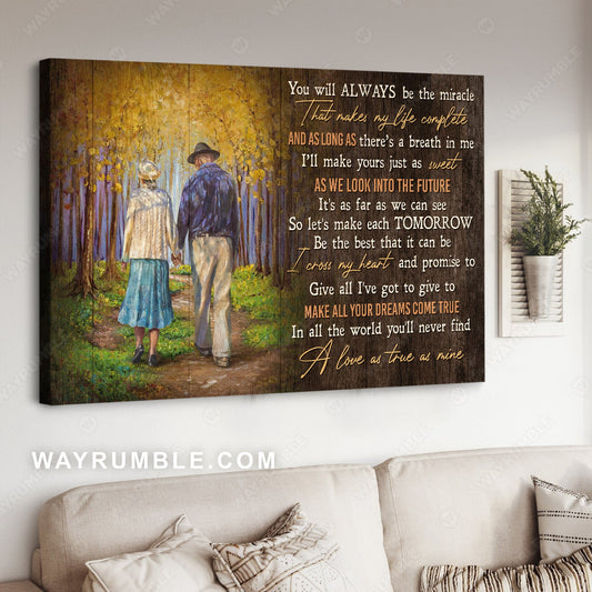 Autumn forest, Couple drawing, You will always be the miracle - Couple Landscape Canvas Prints, Wall Art