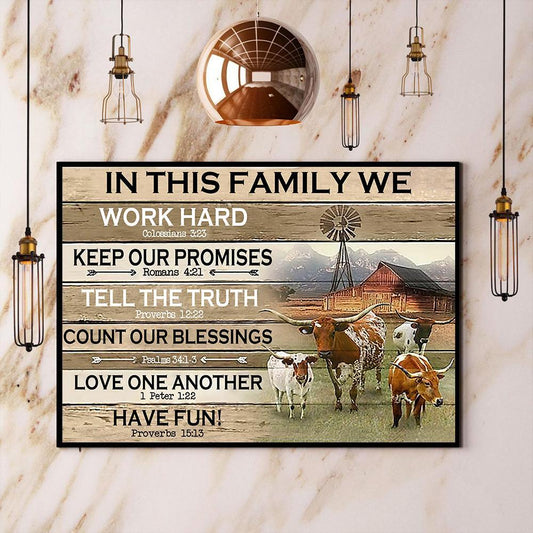 Cow This Family We Have Fun Canvas And Poster, Wall Decor Visual Art