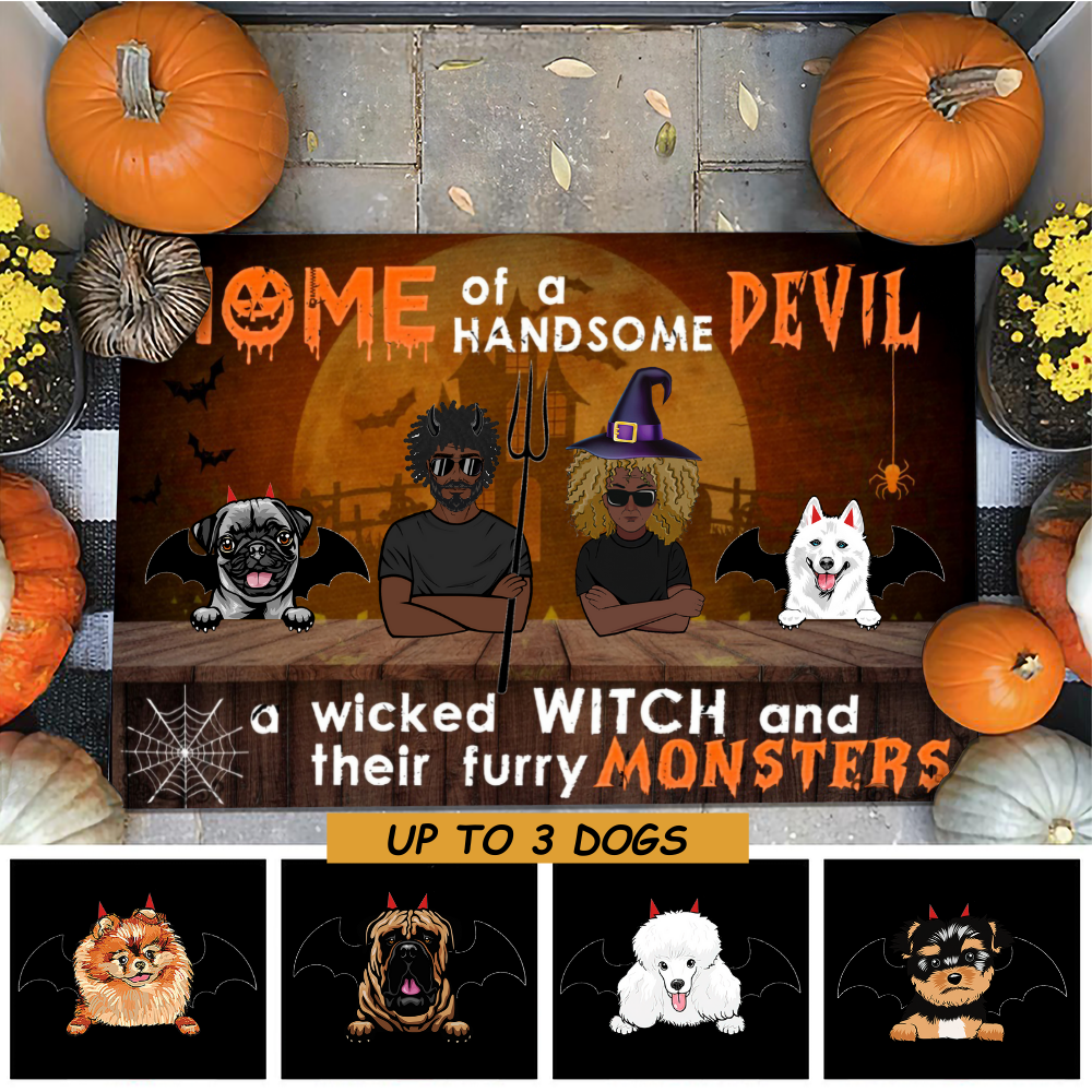 A Wicked Witch And Their Furry Monsters Outdoor Indoor Doormat DO0015