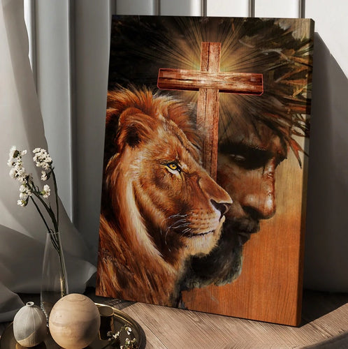 Cross The face of Jesus Lion King - Matte Canvas