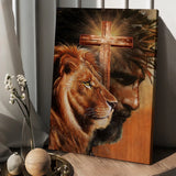 Cross The face of Jesus Lion King - Matte Canvas
