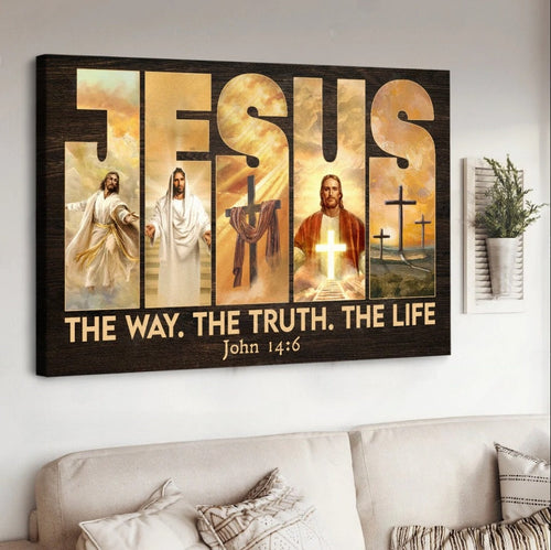Jesus Cross The way, The truth, The life - Matte Canvas