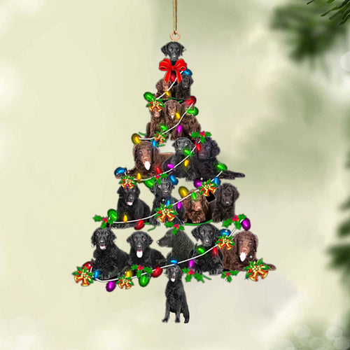 Ornament- Curly Coated Retriever-Christmas Tree Lights-Two Sided Ornament, Christmas Ornament, Car Ornament