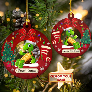 Custom Shaped Ornament - Christmas Turtle - Urt96