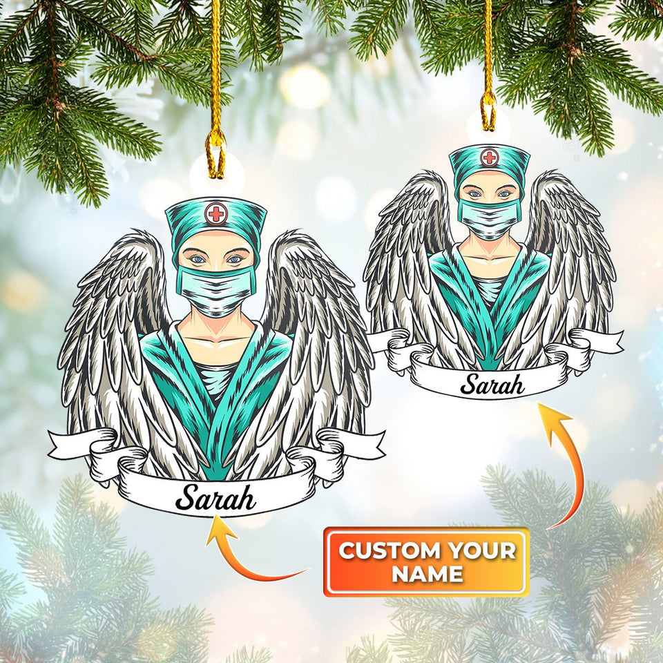 Ornament - Personalized Nurse Ornament Custom Name, Custom Shape Flat Ornament, Christmas Decor