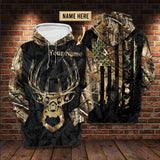 Hunting Gifts Custom Name Deer Hunting Camo All Over Printed US Unisex Size Hoodie