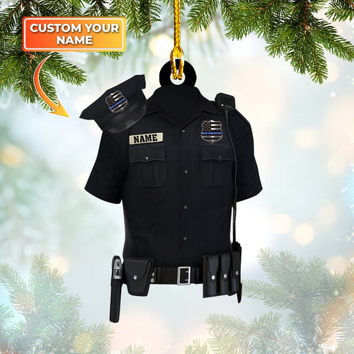 Ornament - Personalized Police Hat With Gun Shaped Flat Ornament Christmas, Ornament for Police