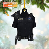Ornament - Personalized Police Hat With Gun Shaped Flat Ornament Christmas, Ornament for Police
