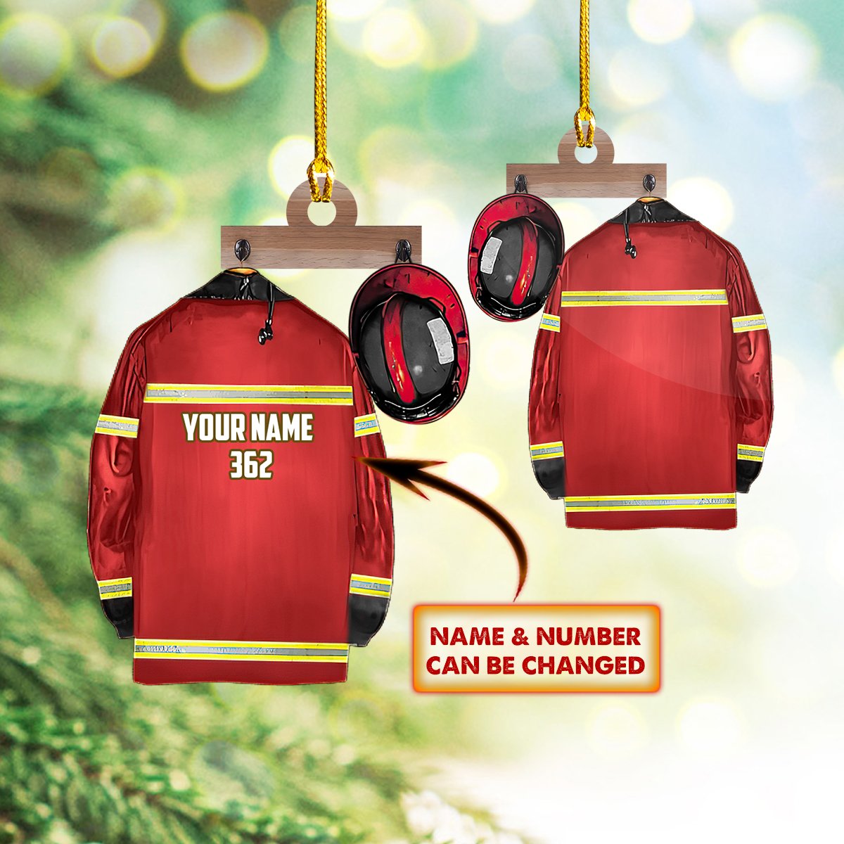 Firefighter Ornament Red Firefighter Vest Fireman Gift Car Ornament