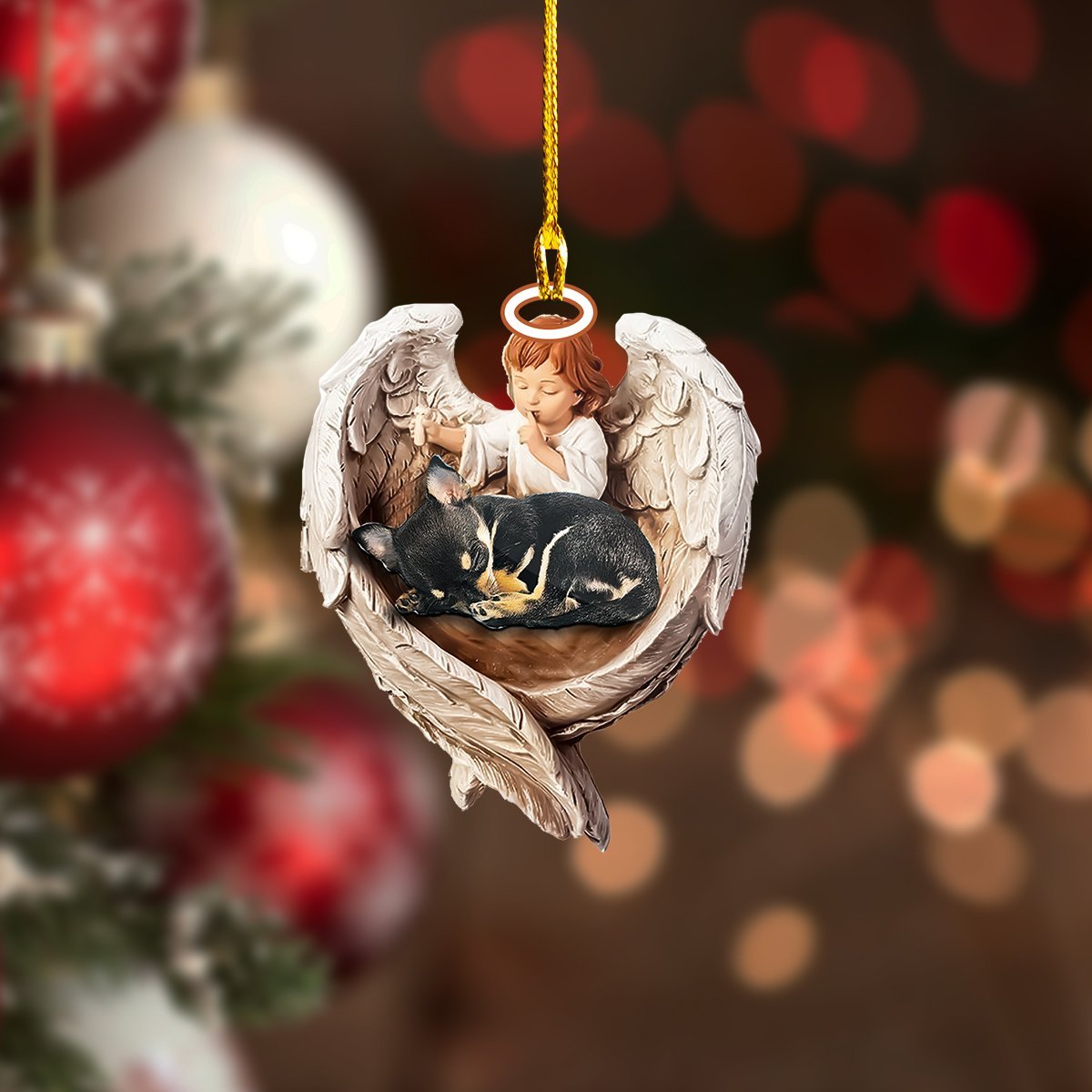 Chihuahua Sleep in Angel's Wing Car Ornament