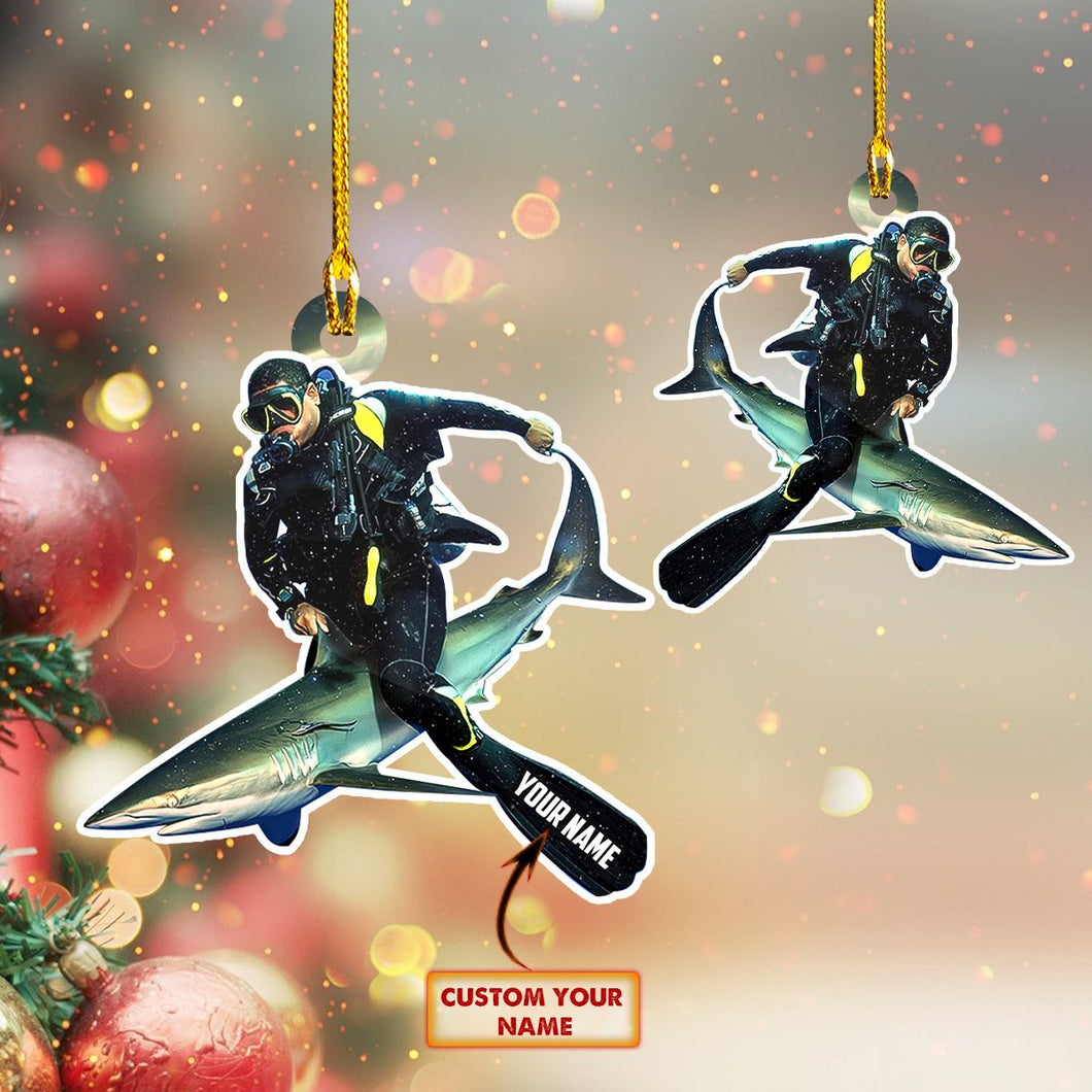 Ornament - SCUBA DIVING - Custom Shaped Flat Ornament, Ornament Christmas, Christmas Decor, Home Decor