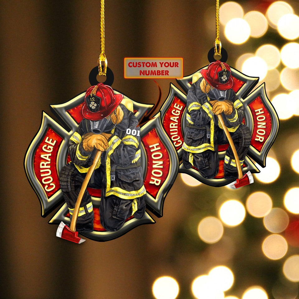 Ornament - FireFighter - Custom Shaped Flat Ornament, Chirstmas Decor, Home Decor, Gift for Christmas