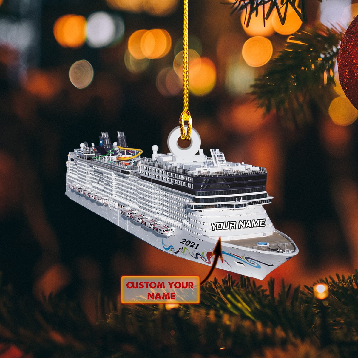 Ornament - Cruise Ship Custom Shaped Flat Ornament, Ornament Christmas Decor, Home Decor