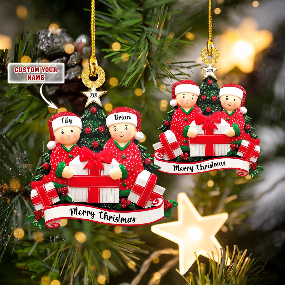 Custom Names Couple Chrismast Ornament Merry Christmas Couple