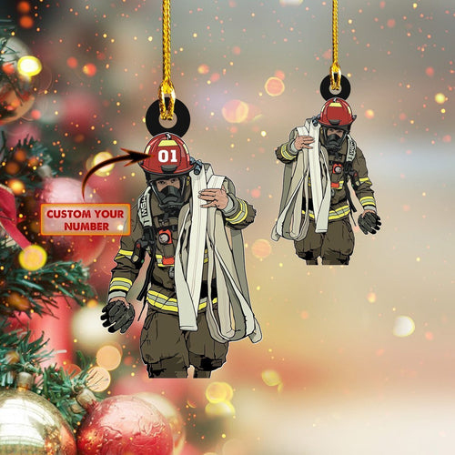 Ornament - FIREFIGHTER - Custom Shaped Flat Ornament, Beautiful Firefighter Ornament, Christmas Decor, Gift for Christmas, Gift for Firefighter