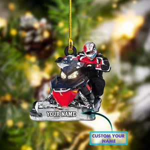 Ornament - Custom Name & Picture Ornament - Snowmobile, Custom Shape Flat Ornament, Chirstmas Decor, Gift for Biker, Home Decor