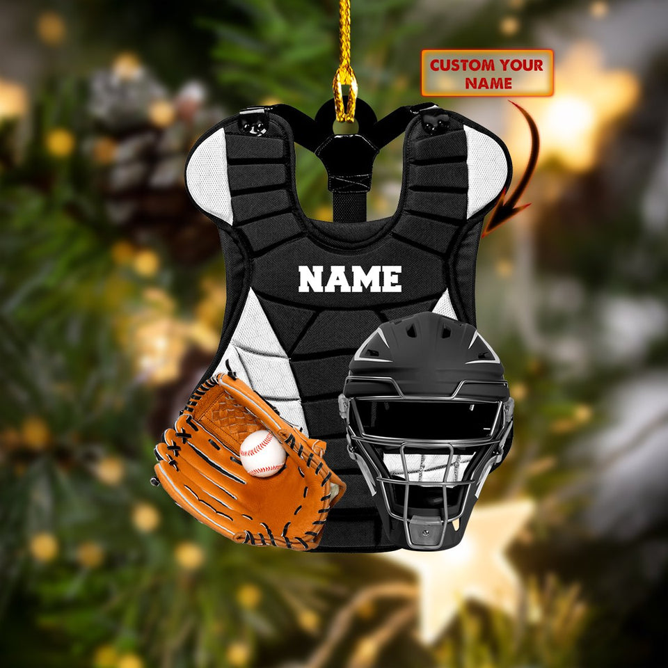 Baseball Catcher Chest Protector and Helmet Car Ornament