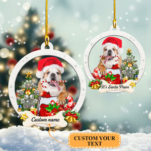 Custom Shaped Ornament - Santa Bulldog - Nt168 - Loop - Ct207 Car Ornament