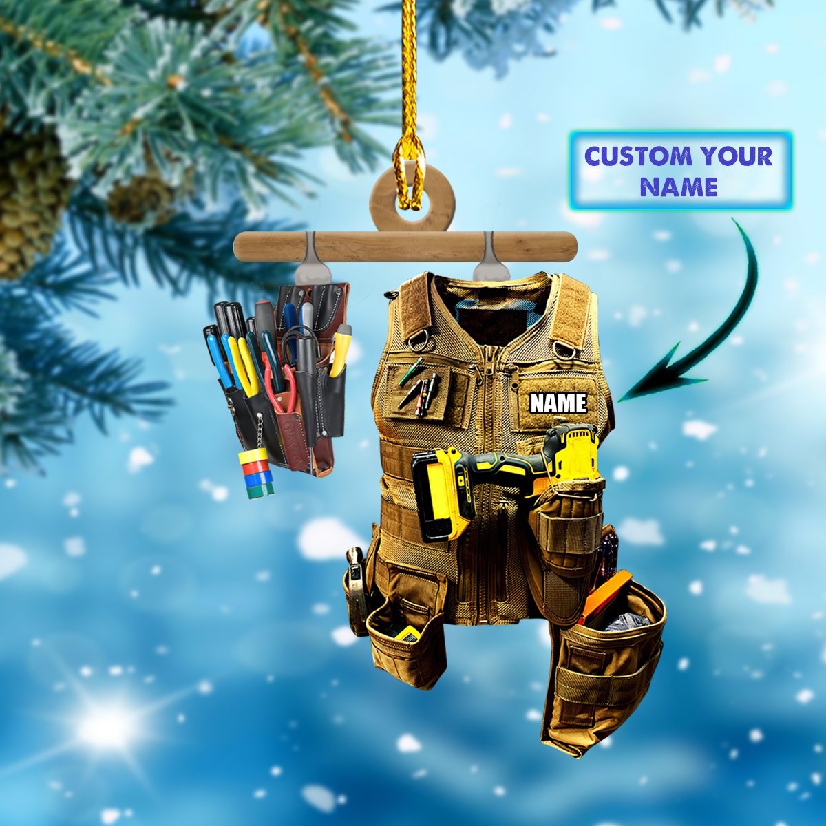 Ornament - Personalized Electrician Custom Name Custom Shaped Flat Ornament Christmas