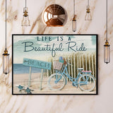 Cycling And Turtle Life Is A Beautiful Ride Canvas And Poster, Wall Decor Visual Art