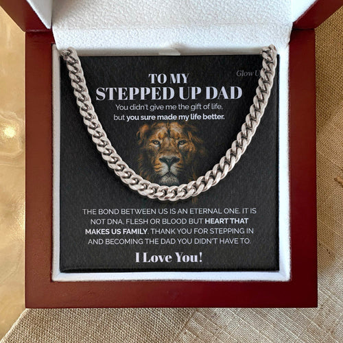 Pamaheart- To my stepped up Dad - You sure made my life better - Cuban Link Chain, Gift For Man, Husband, Gift For Birthday, Christmas