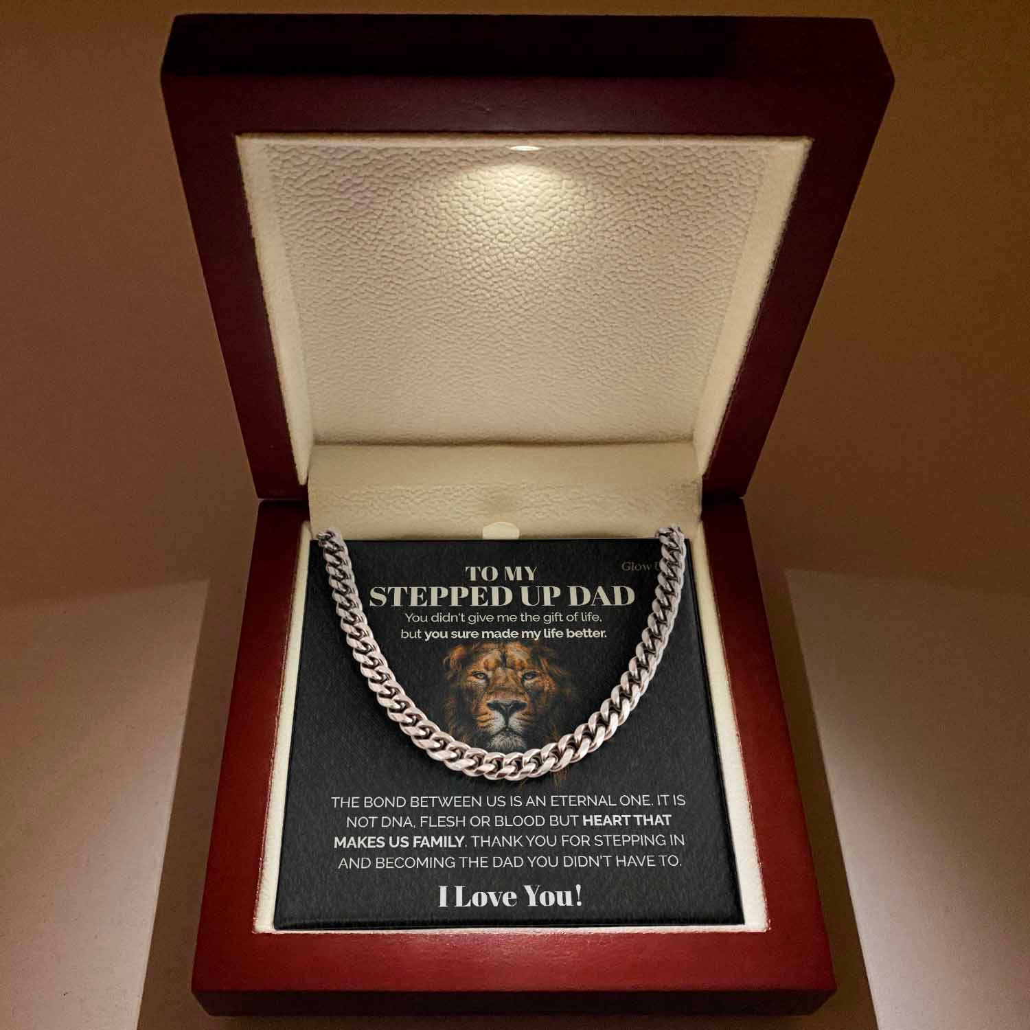 To my stepped up Dad - You sure made my life better - Cuban Link Chain, Gift For Man, Husband, Gift For Birthday, Christmas