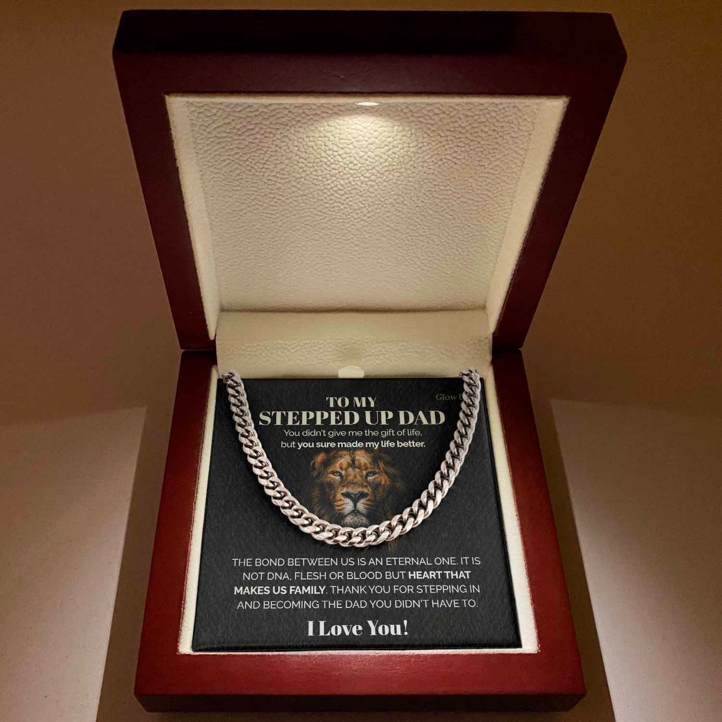 Pamaheart- To my stepped up Dad - You sure made my life better - Cuban Link Chain, Gift For Man, Husband, Gift For Birthday, Christmas
