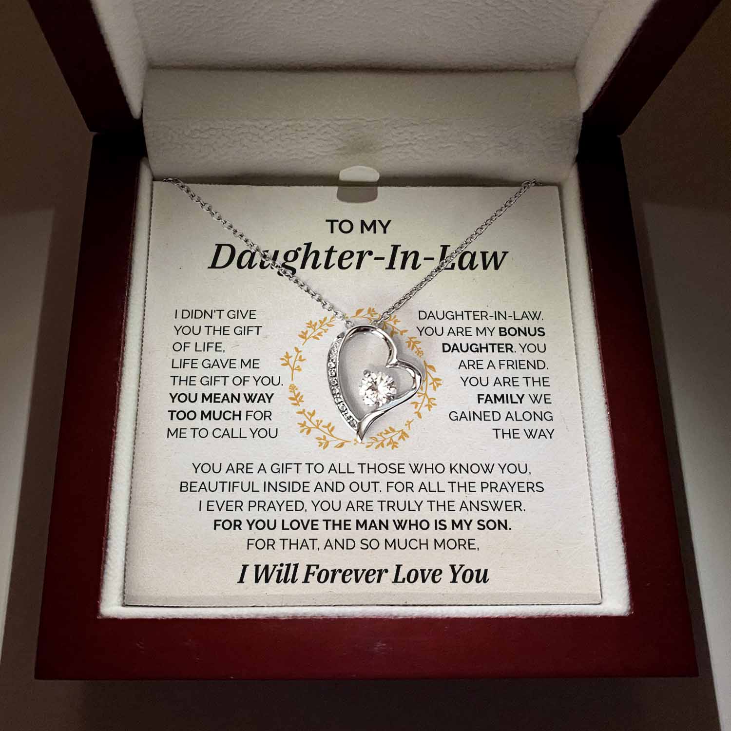 To my Daughter-In-Law - My Bonus Daughter Necklace - Forever Love Necklace