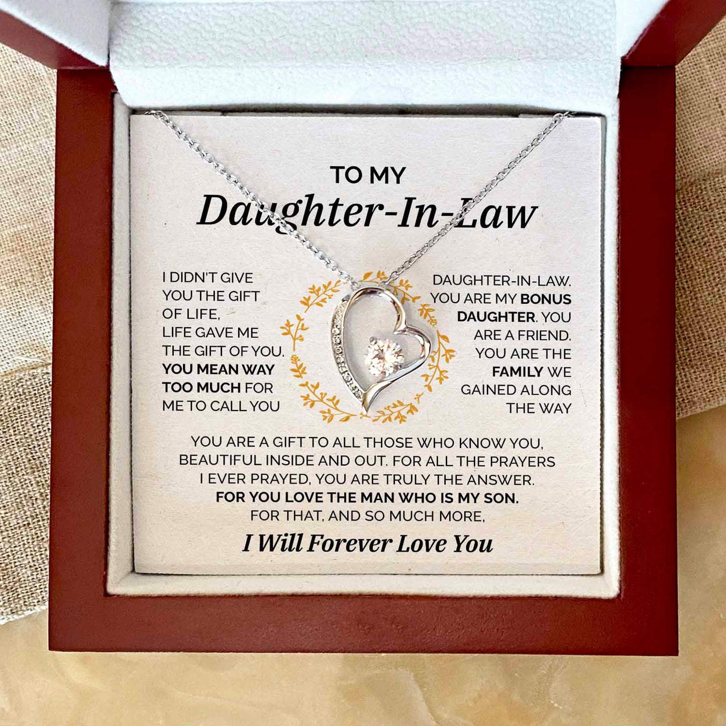 To my Daughter-In-Law - My Bonus Daughter Necklace - Forever Love Necklace