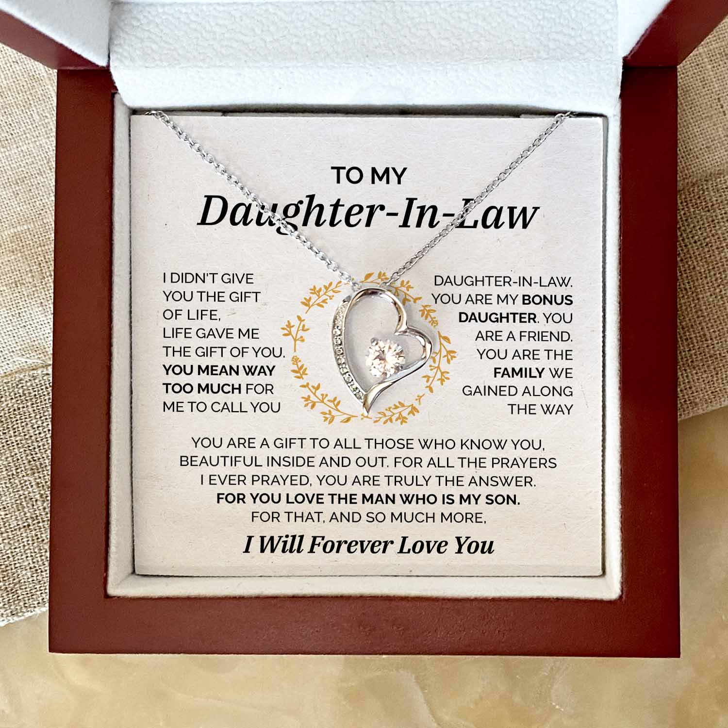 To my Daughter-In-Law - My Bonus Daughter Necklace - Forever Love Necklace