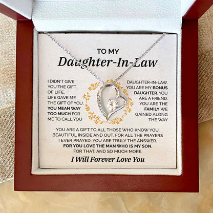 To my Daughter-In-Law - My Bonus Daughter Necklace - Forever Love Necklace