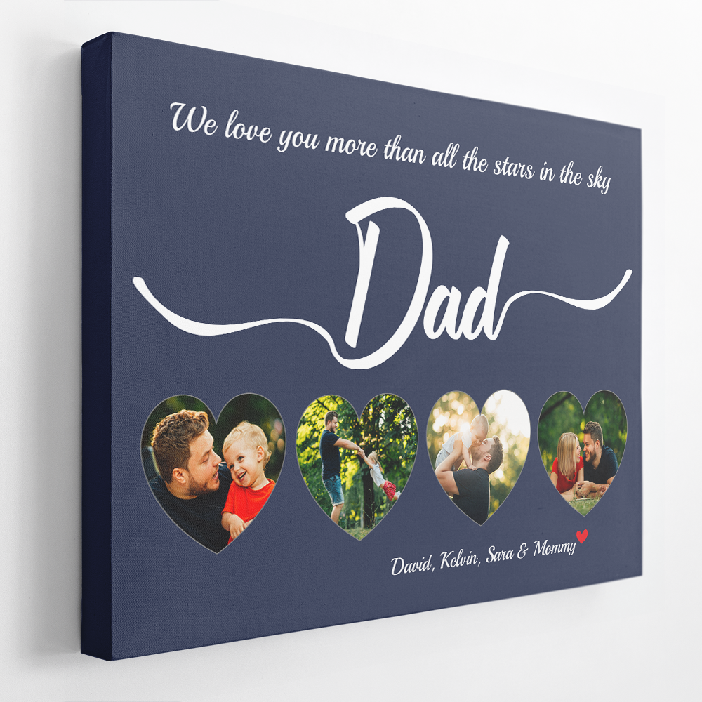 Personalized Canvas, We Love You More Than All The Stars In The Sky Purple Canvas Wall Art, Gift Father's Day