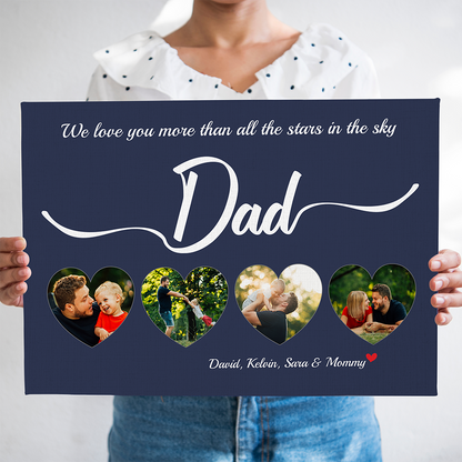 Personalized Canvas, We Love You More Than All The Stars In The Sky Purple Canvas Wall Art, Gift Father's Day