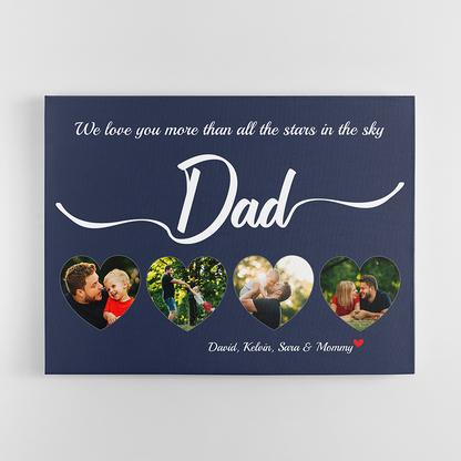 Personalized Canvas, We Love You More Than All The Stars In The Sky Purple Canvas Wall Art, Gift Father's Day