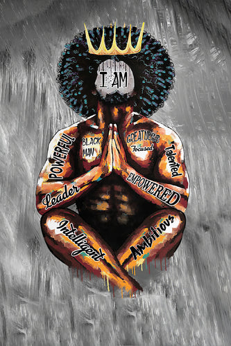 I Am Black King African American Man Print Wall Art