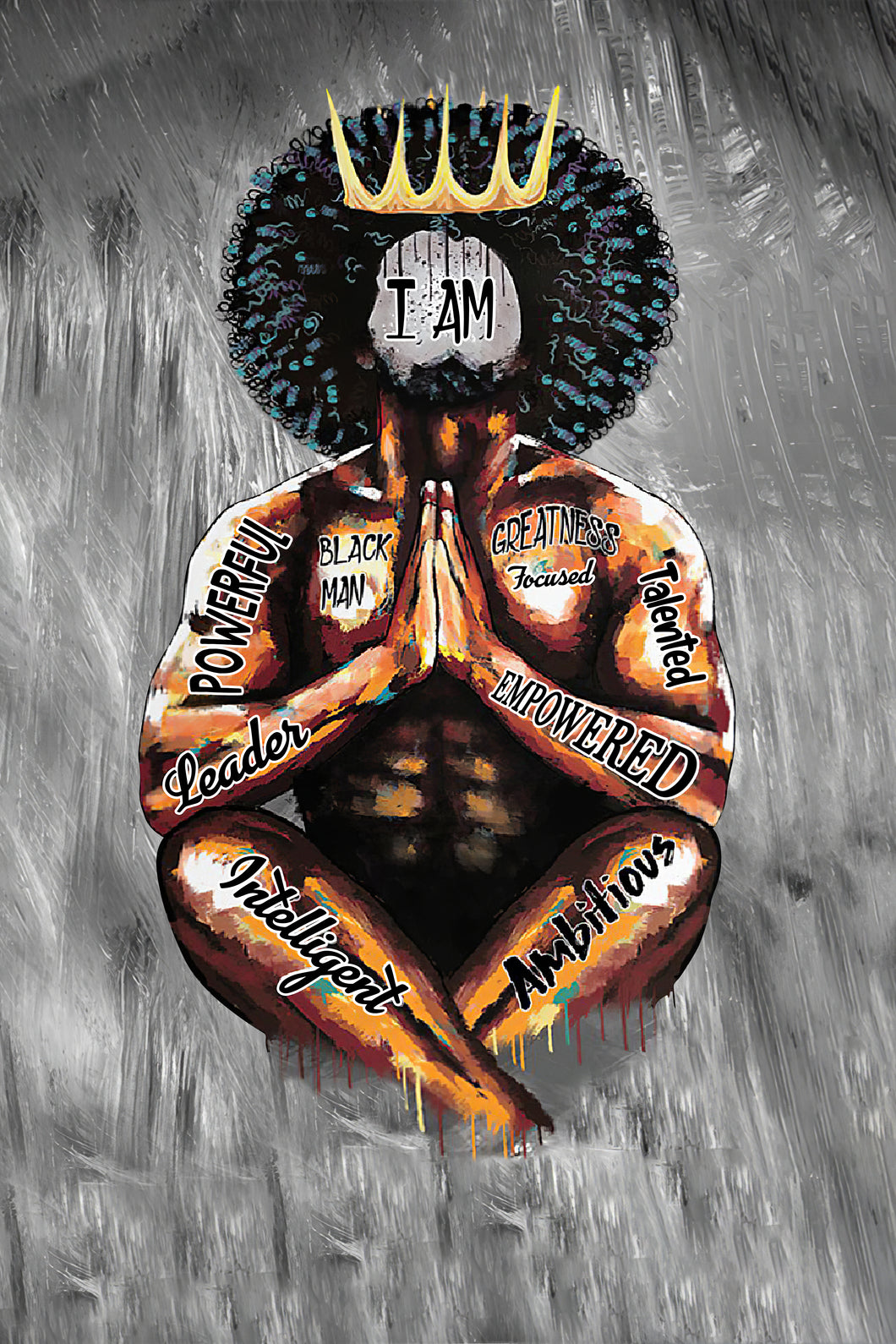 I Am Black King African American Man Print Wall Art