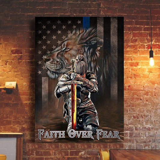 Jesus Faith over fear Lion American flag - Matte Canvas
