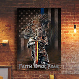 Jesus Faith over fear Lion American flag - Matte Canvas