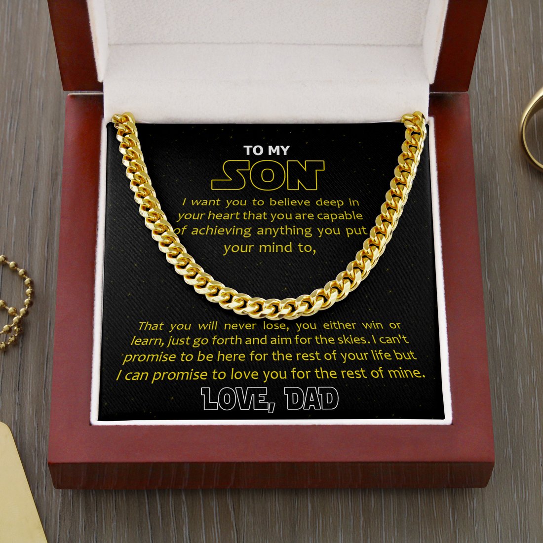 Son Cuban Link Chain -You Are Capable Of Achieving Anything you Put Your Mind To Son Necklace From Dad
