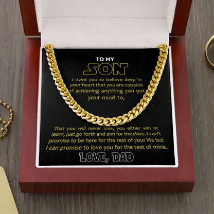 Son Cuban Link Chain -You Are Capable Of Achieving Anything you Put Your Mind To Son Necklace From Dad