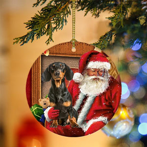 Godmerch- Ornament- Dachshund-3 With Santa Christmas Ornament, Happy Christmas Ornament, Car Ornament