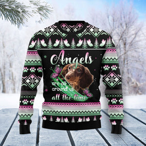 Dachshund Dog Angel Ugly Christmas Sweater 