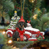 Godmerch- Ornament- Dachshund-Christmas Car Two Sided Ornament, Happy Christmas Ornament, Car Ornament